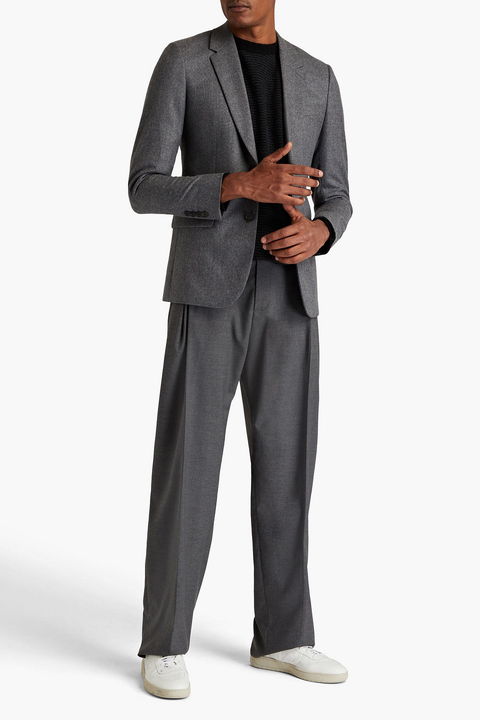 Sandro Wool-flannel Blazer In Gray