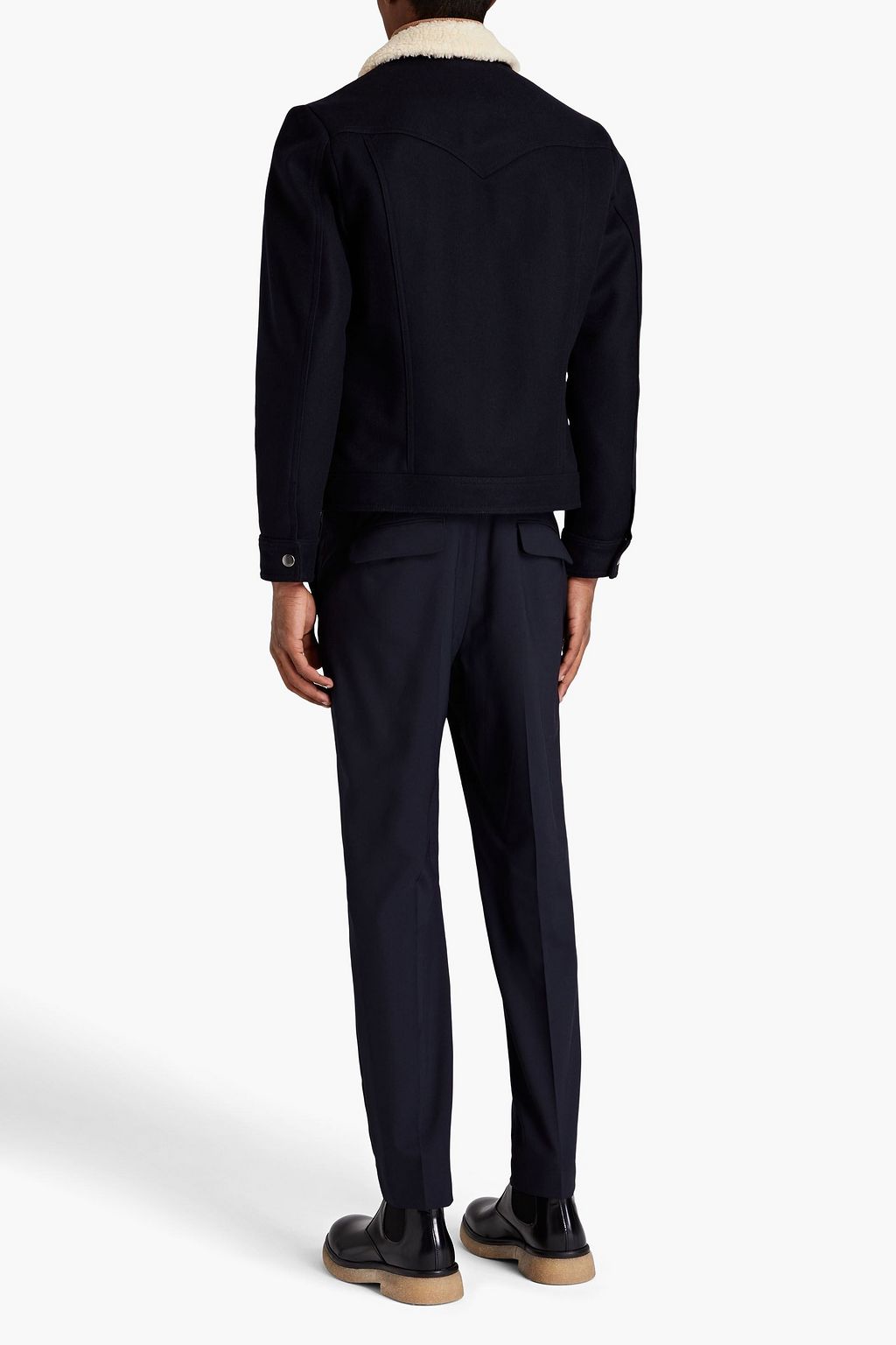 SANDRO Faux shearling-trimmed wool-blend felt jacket