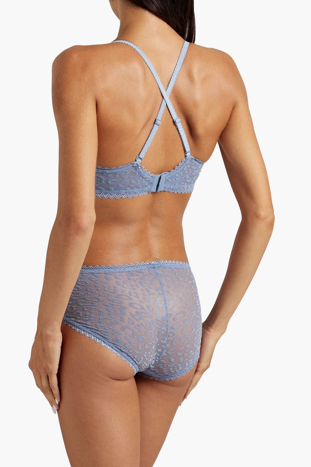 COSABELLA Lace-trimmed flocked stretch-mesh soft-cup triangle bra