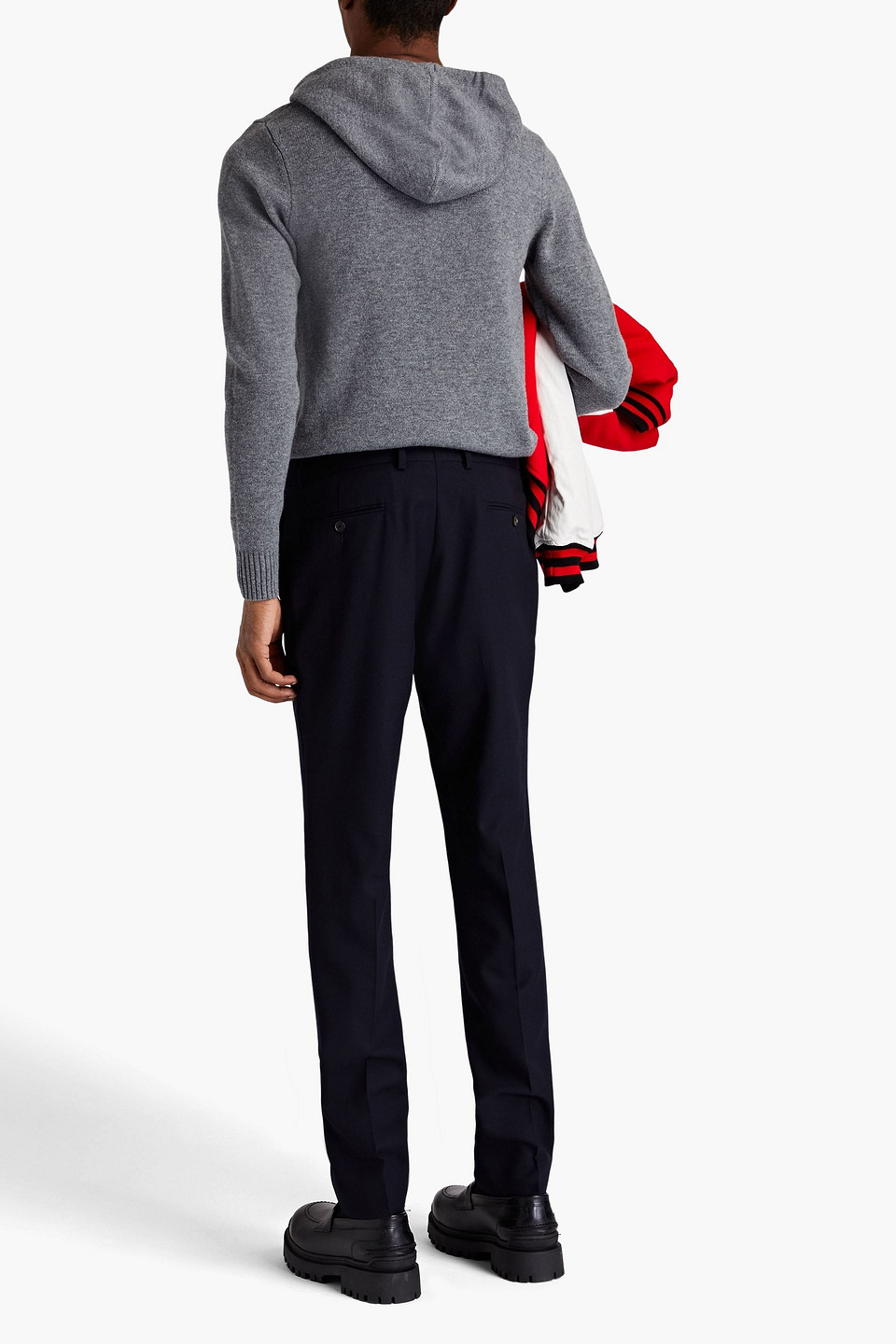 SANDRO TAPERED WOOL-BLEND PANTS