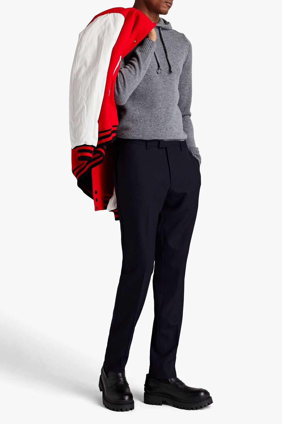 SANDRO TAPERED WOOL-BLEND PANTS