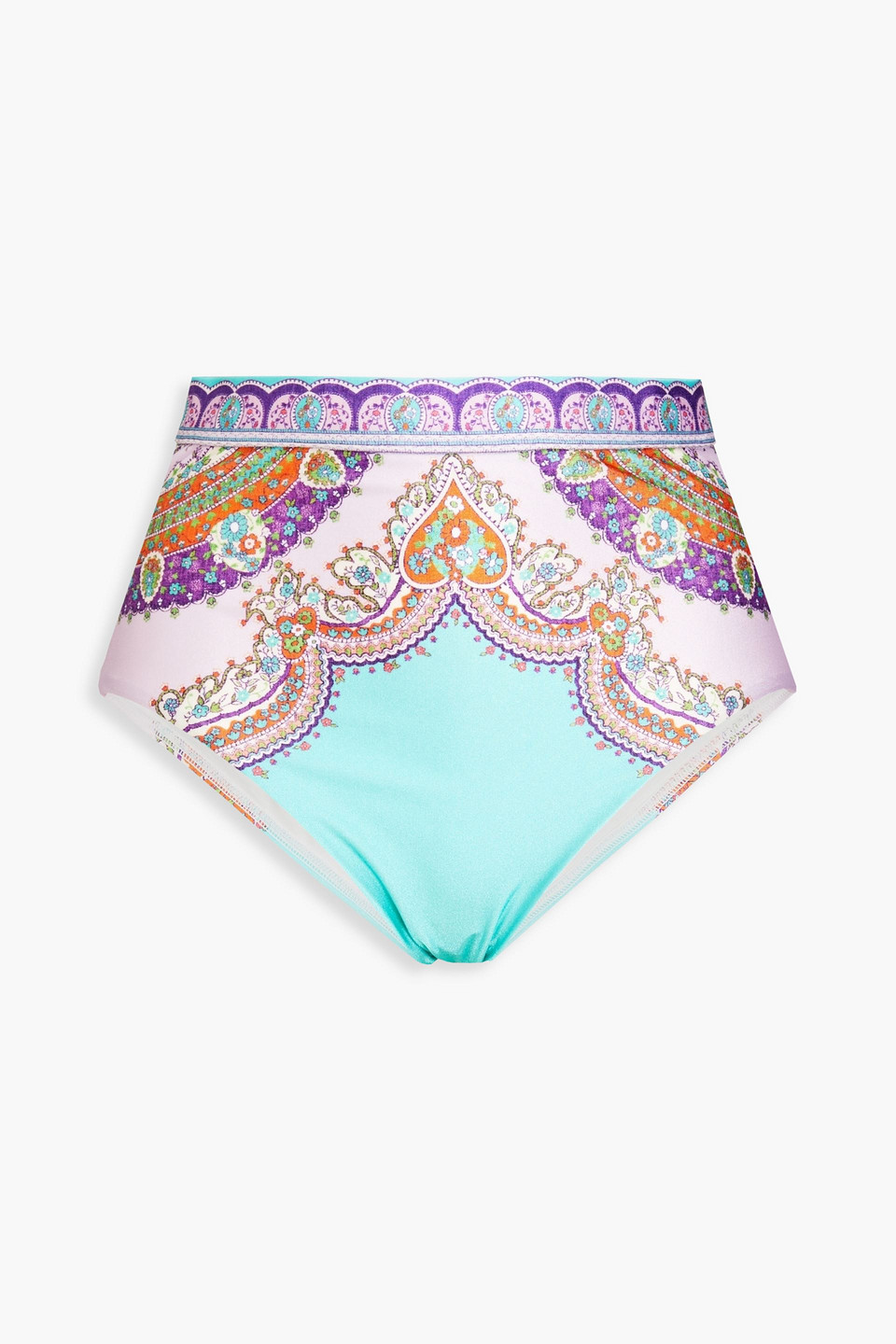 Shop Zimmermann Lola Paisley-print High-rise Bikini Briefs In Multicolor