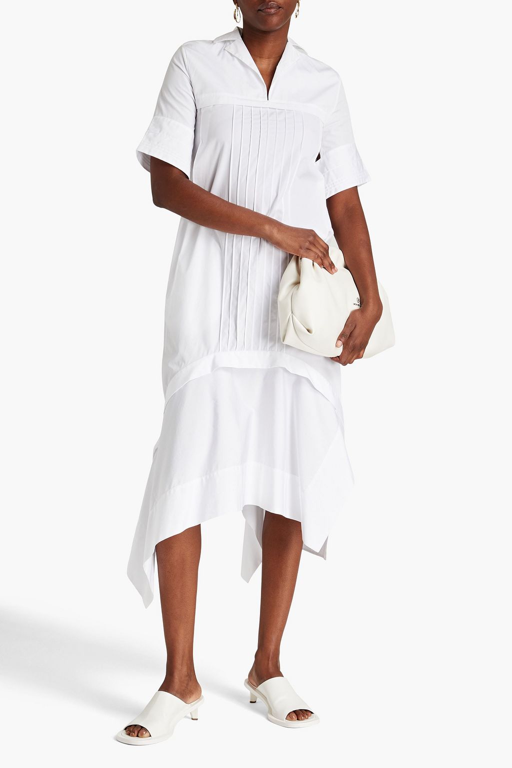JIL SANDER Pintucked cotton-poplin midi shirt dress