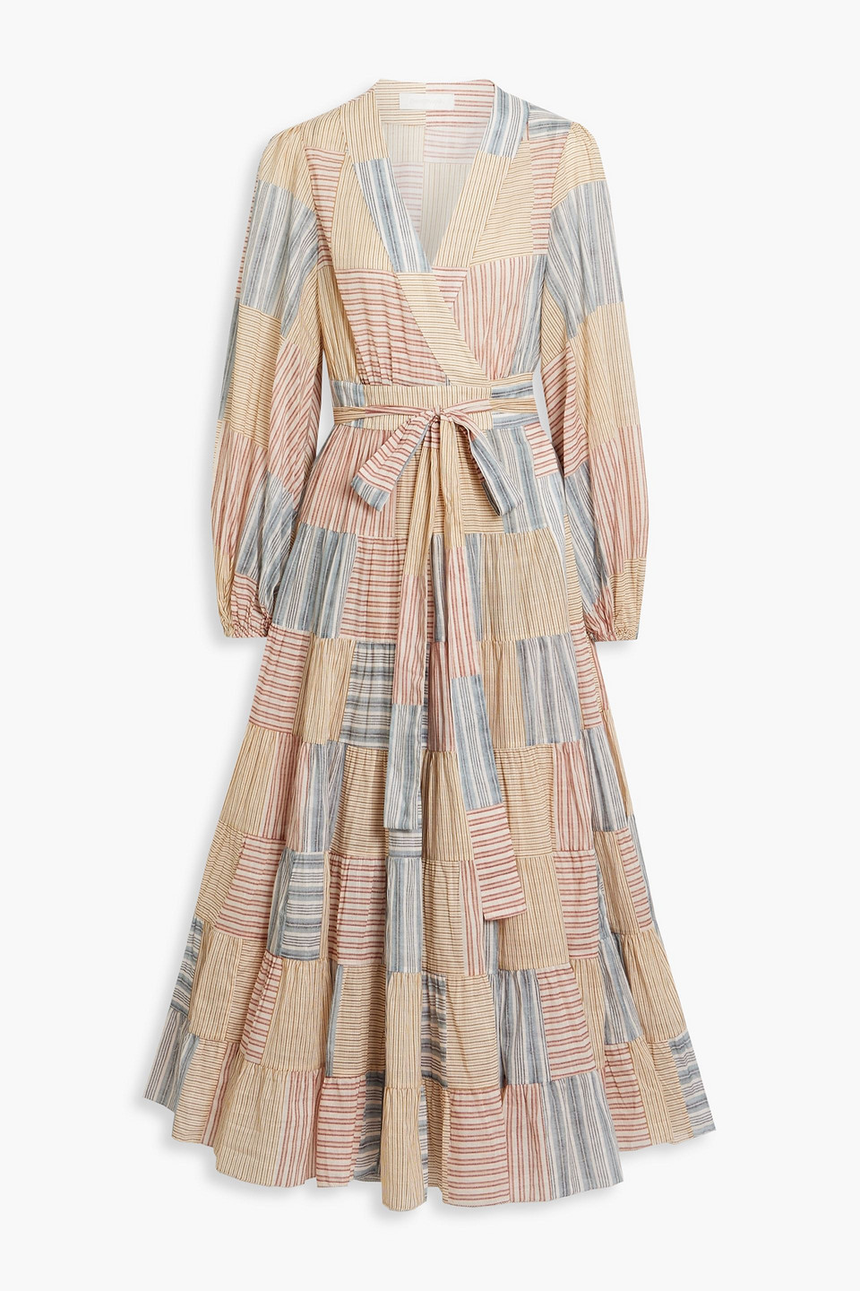 Zimmermann Andie Striped Cotton Midi Wrap Dress In Multicolor | ModeSens