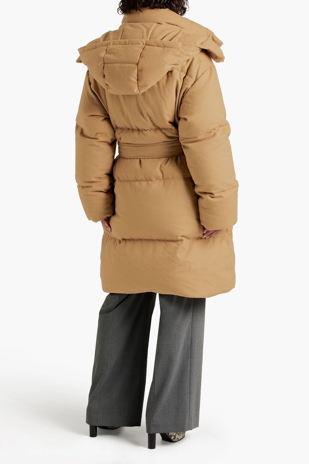 JOSEPH Celida quilted wool, TENCEL™ and cashmere-blend flannel hooded down coat