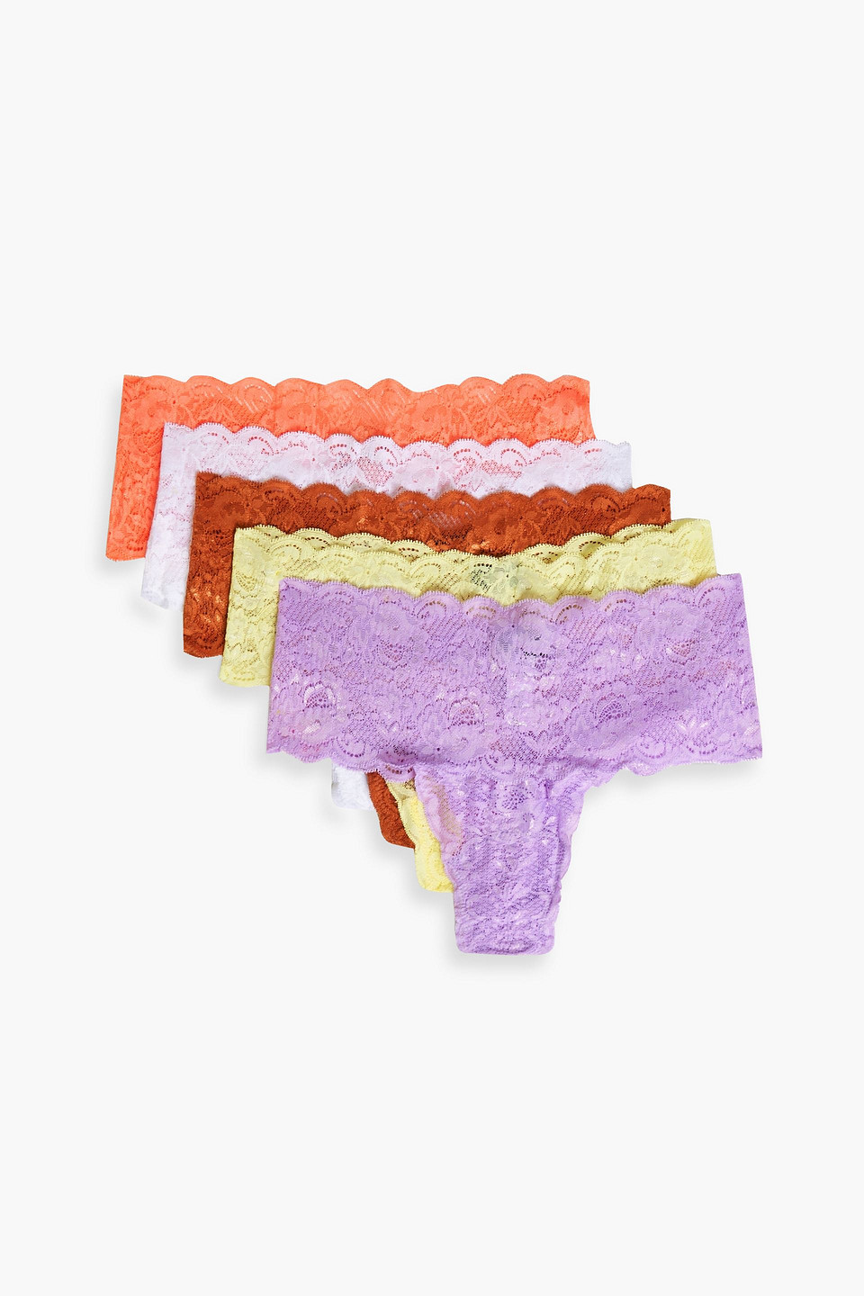 cosabella - never say never set of five mid-rise stretch-lace thongs - multicolor - s/m