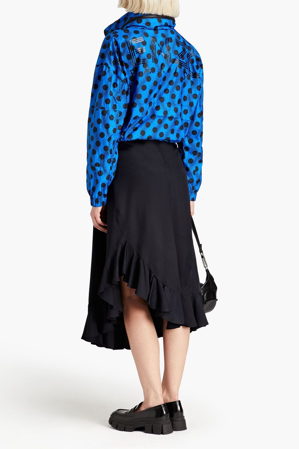 KENZO Asymmetric ruffled satin midi skirt