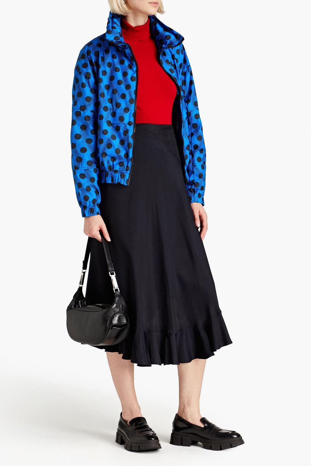 KENZO Asymmetric ruffled satin midi skirt