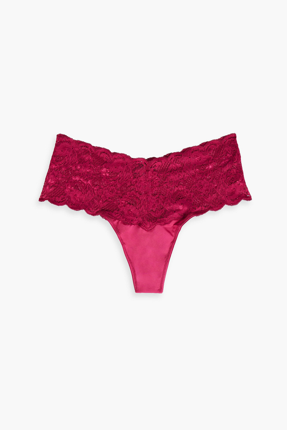 Comfie stretch-lace and satin-jersey mid-rise thong