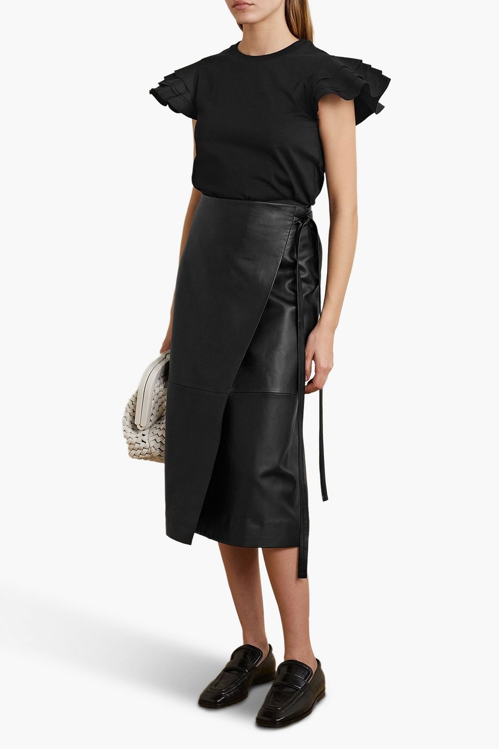 JASON WU توب من قماش الجيرسيه القطني وبحواف من البوبلين
