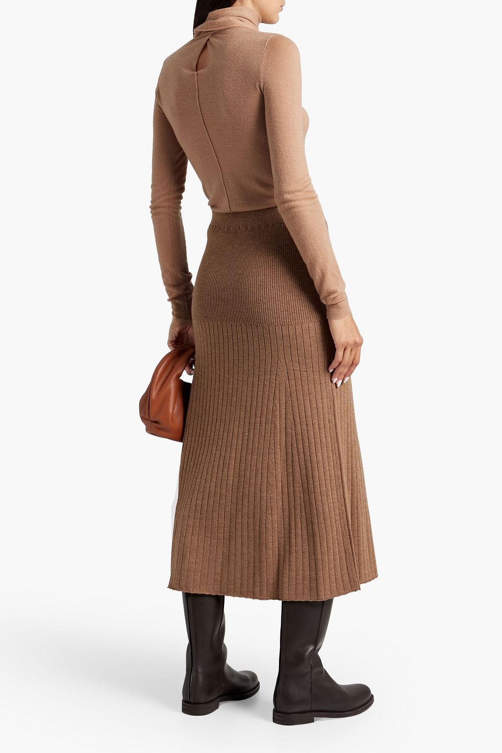 JOSEPH Tie-neck cutout cashmere top