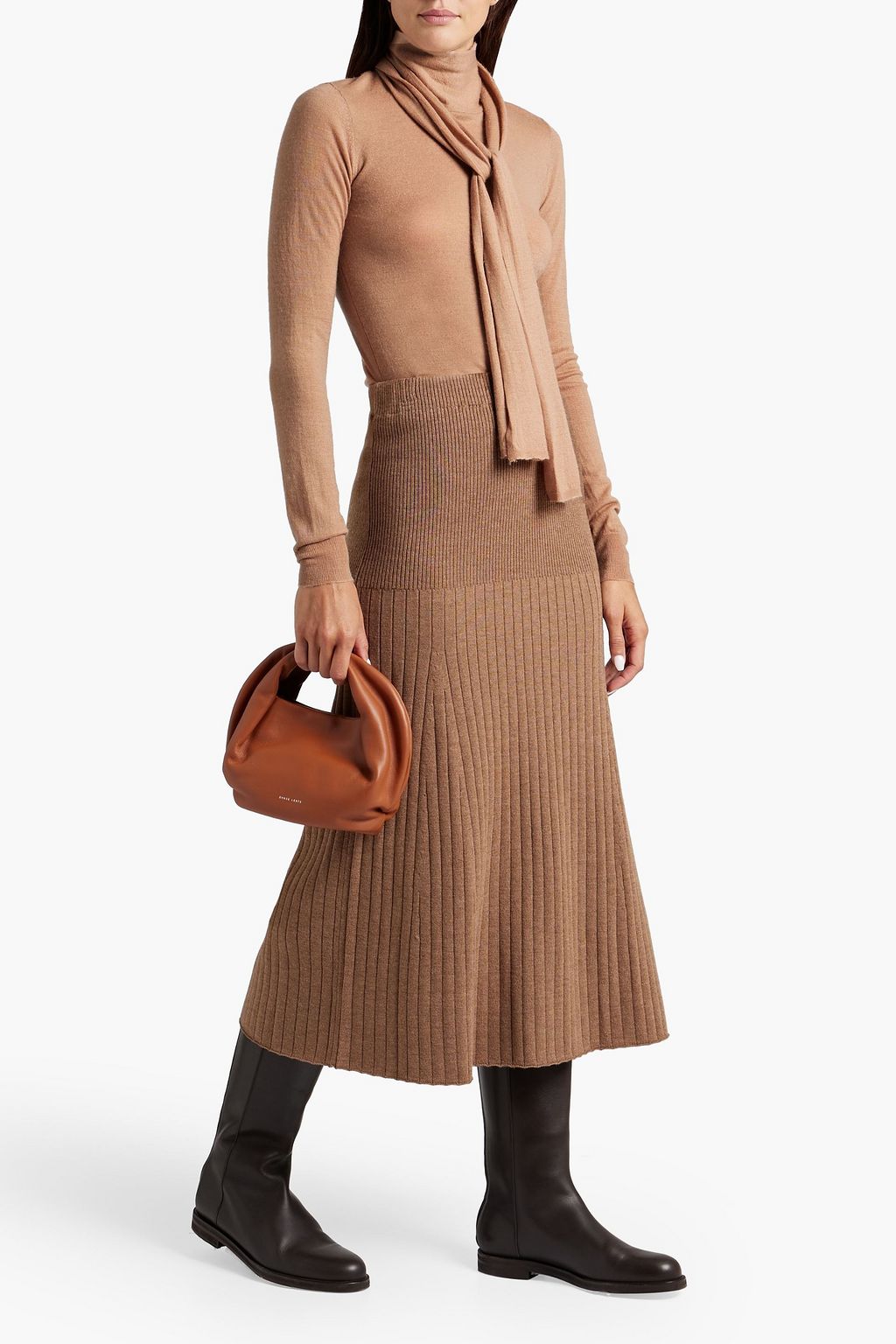 JOSEPH Tie-neck cutout cashmere top