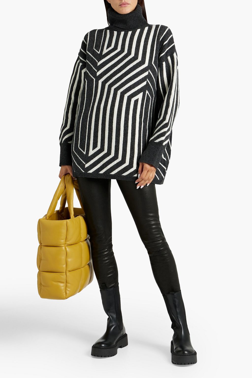 JOSEPH Jacquard-knit merino wool turtleneck sweater