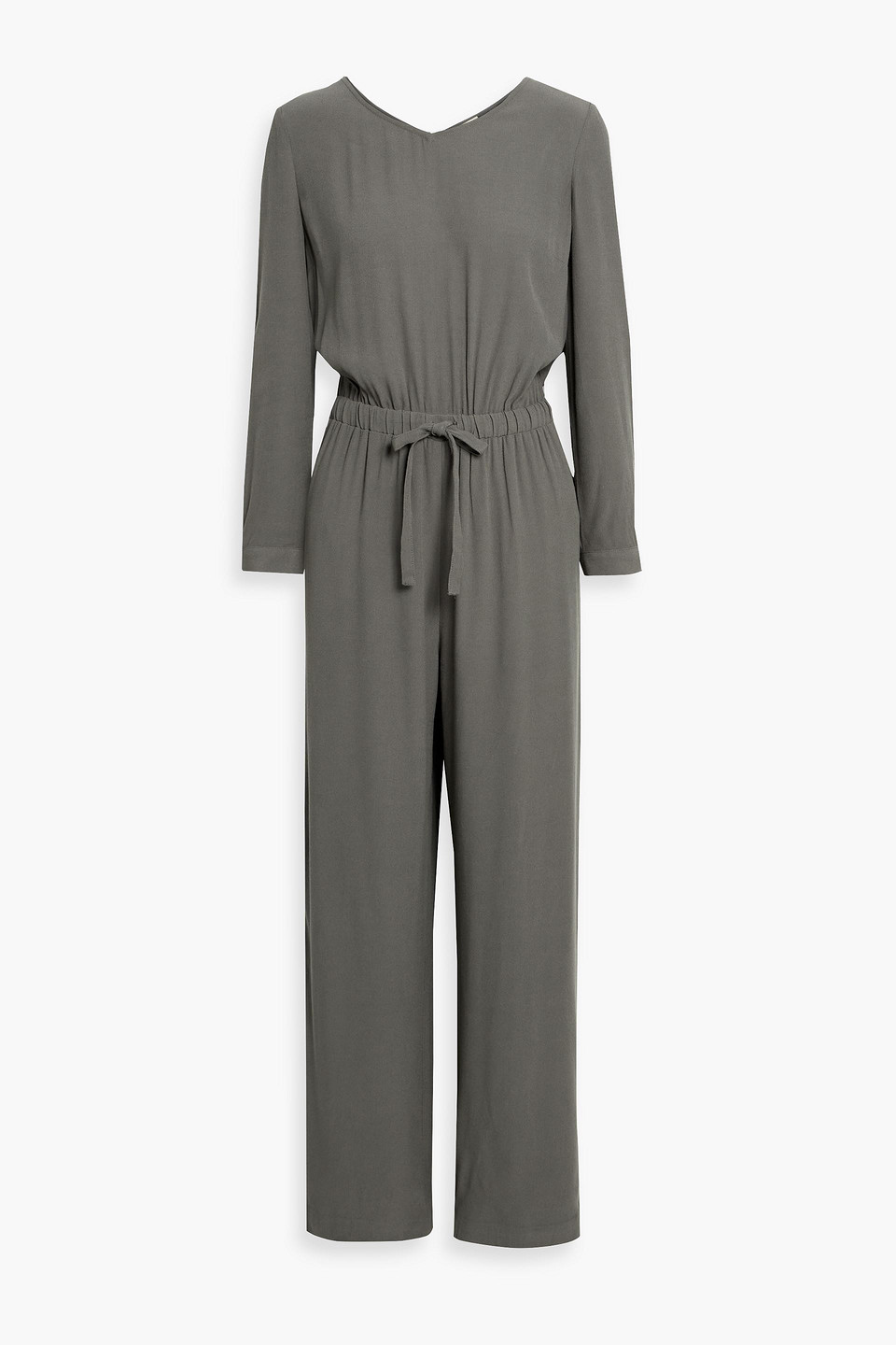 American Vintage Crepe Wide-leg Jumpsuit In Grey Green