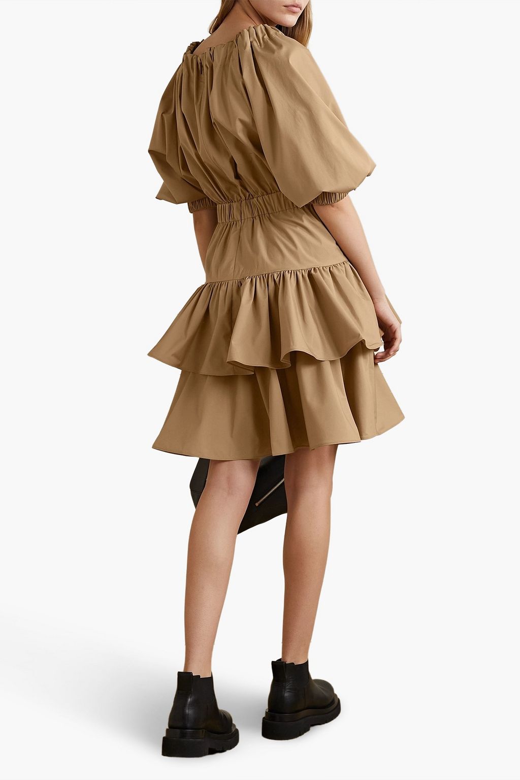 JASON WU فستان قصير من البوبلين المصنوع من مزيج القطن بتصميم مكشكش ومقسّم
