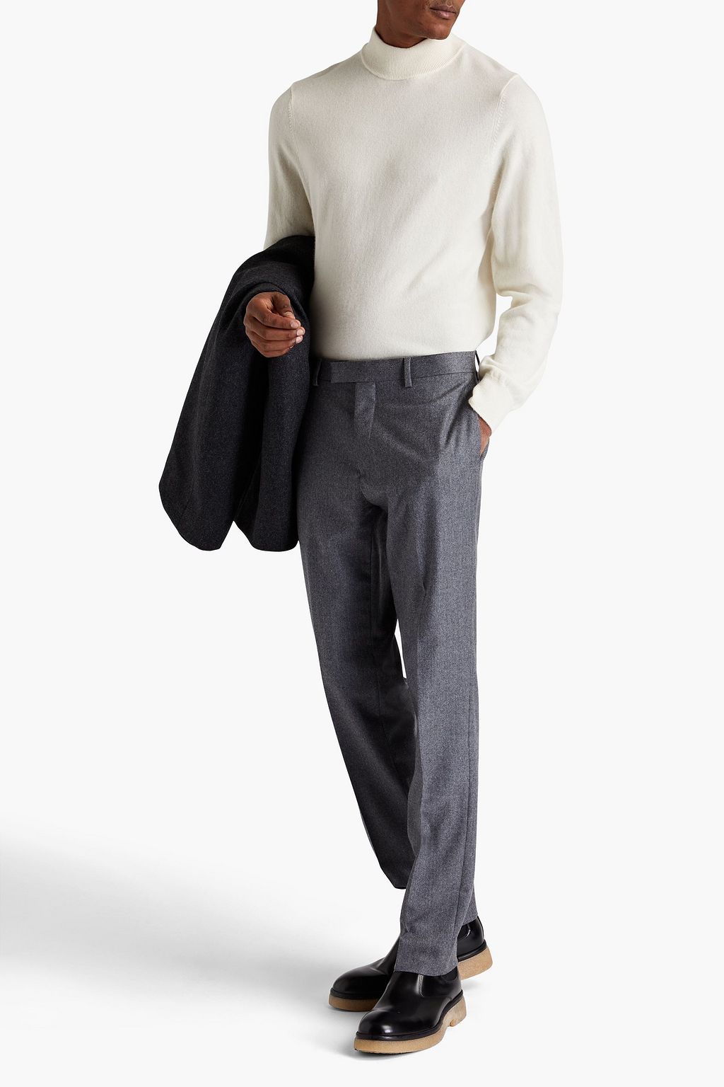 SANDRO Slim-fit mélange wool-blend pants