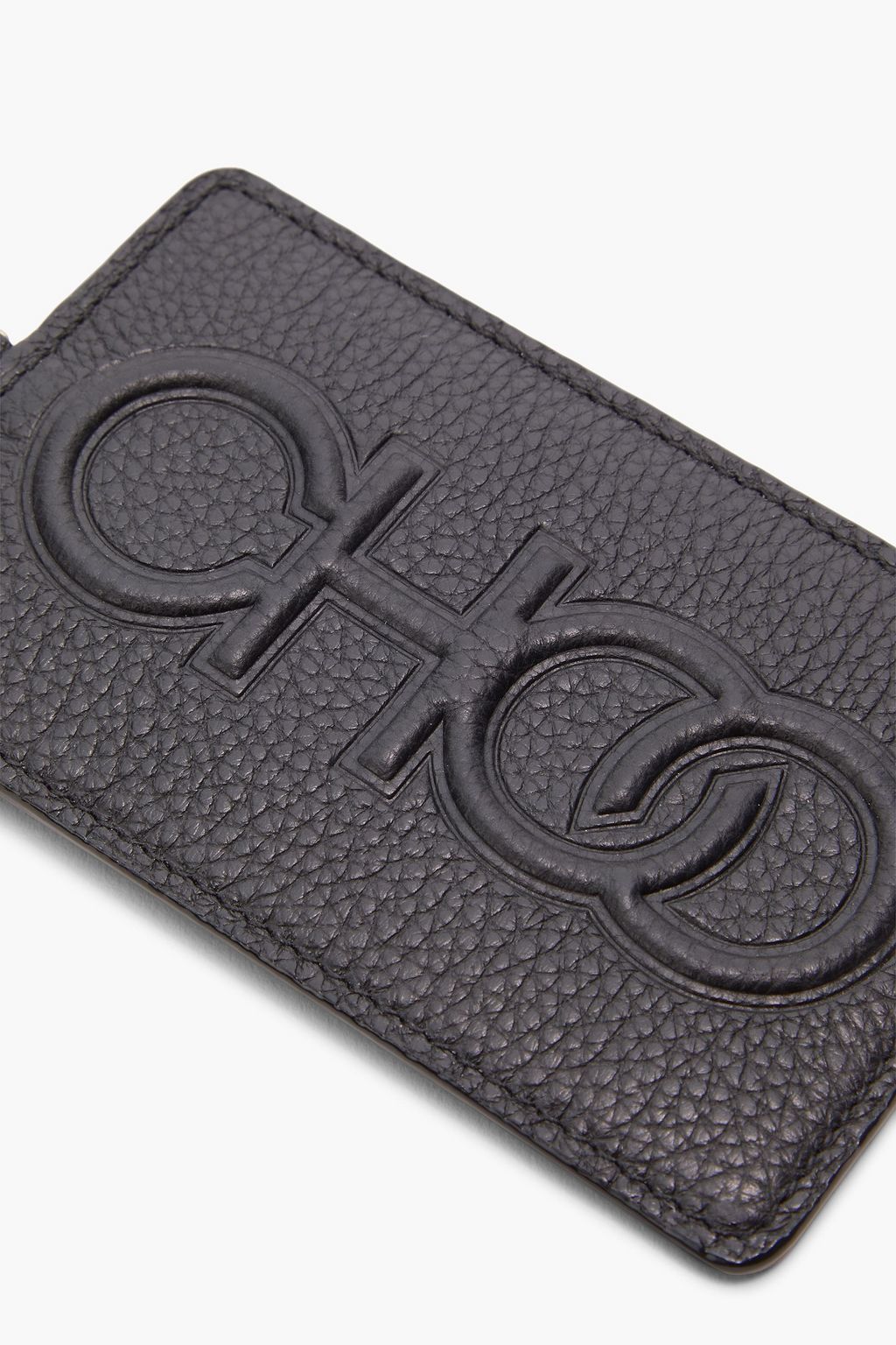 JIMMY CHOO Logo-embossed pebbled-leather cardholder