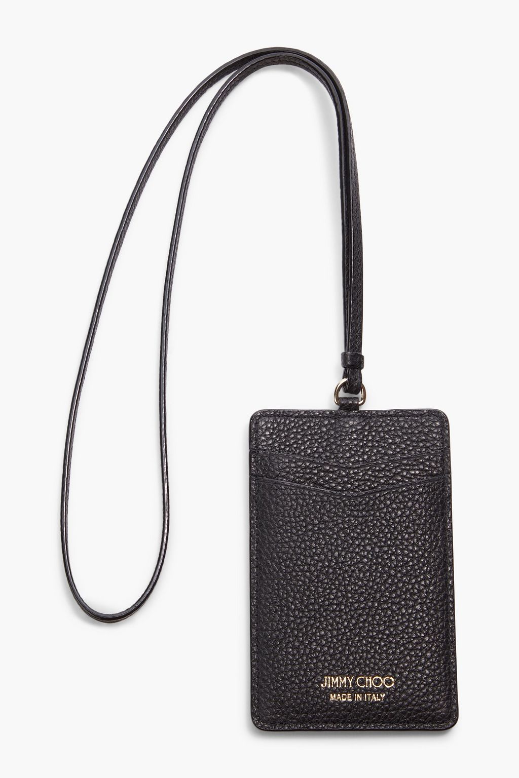 JIMMY CHOO Logo-embossed pebbled-leather cardholder