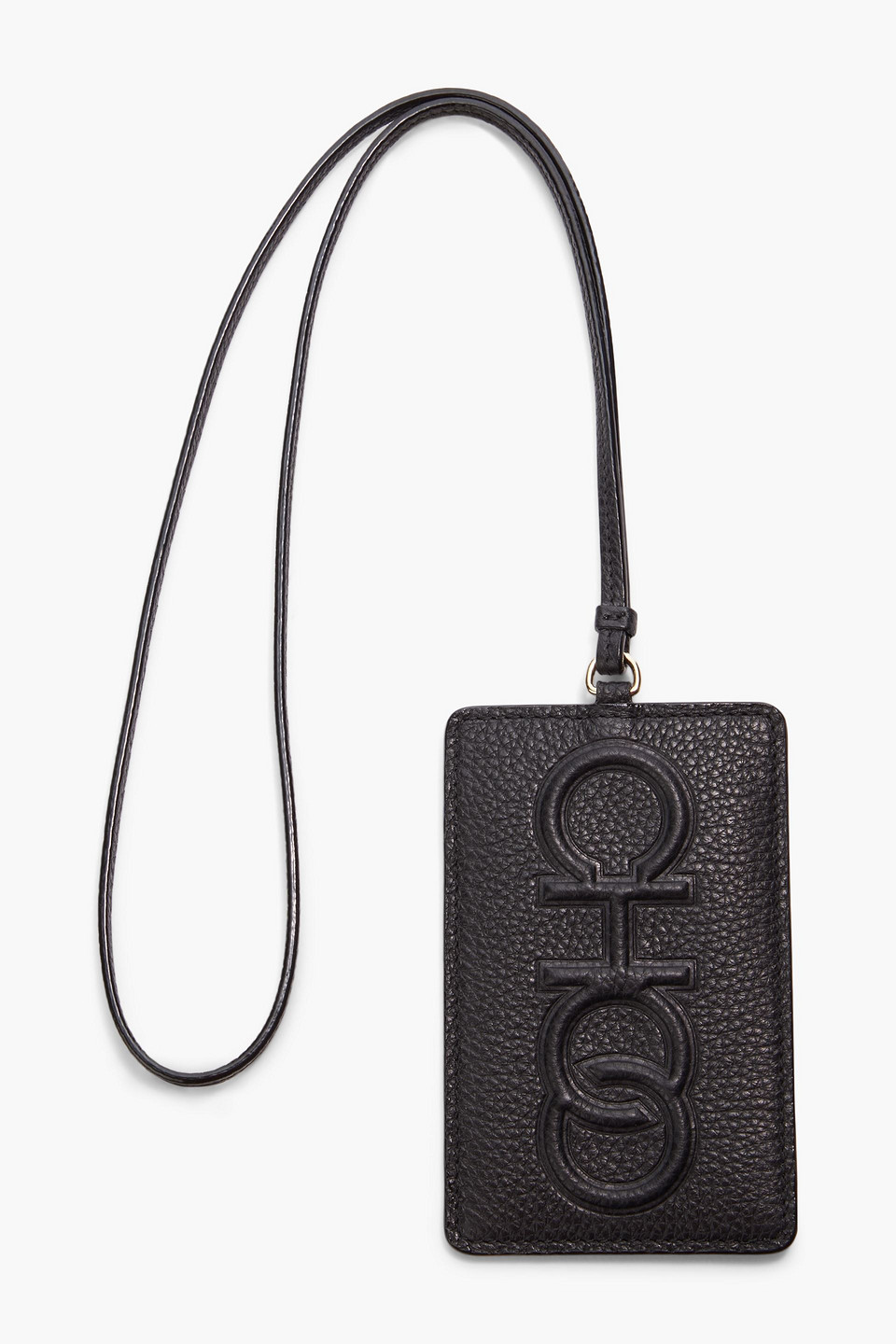 Jimmy Choo Logo-embossed Pebbled-leather Cardholder In Black