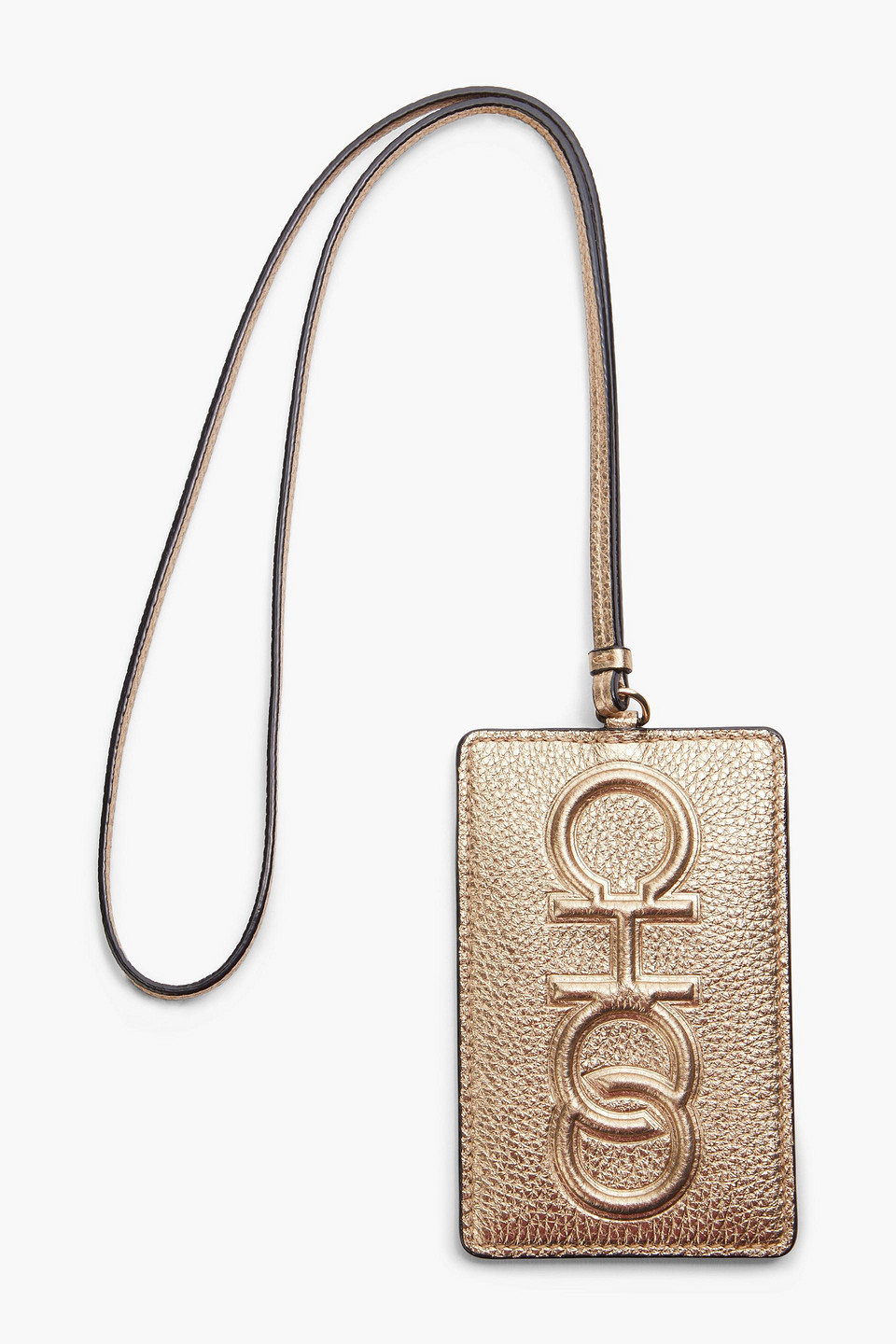 Jimmy Choo Embossed Metallic Pebbled-leather Cardholder In Gold