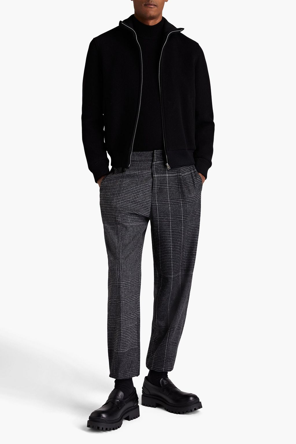 SANDRO Brushed wool-blend felt zip-up jacket