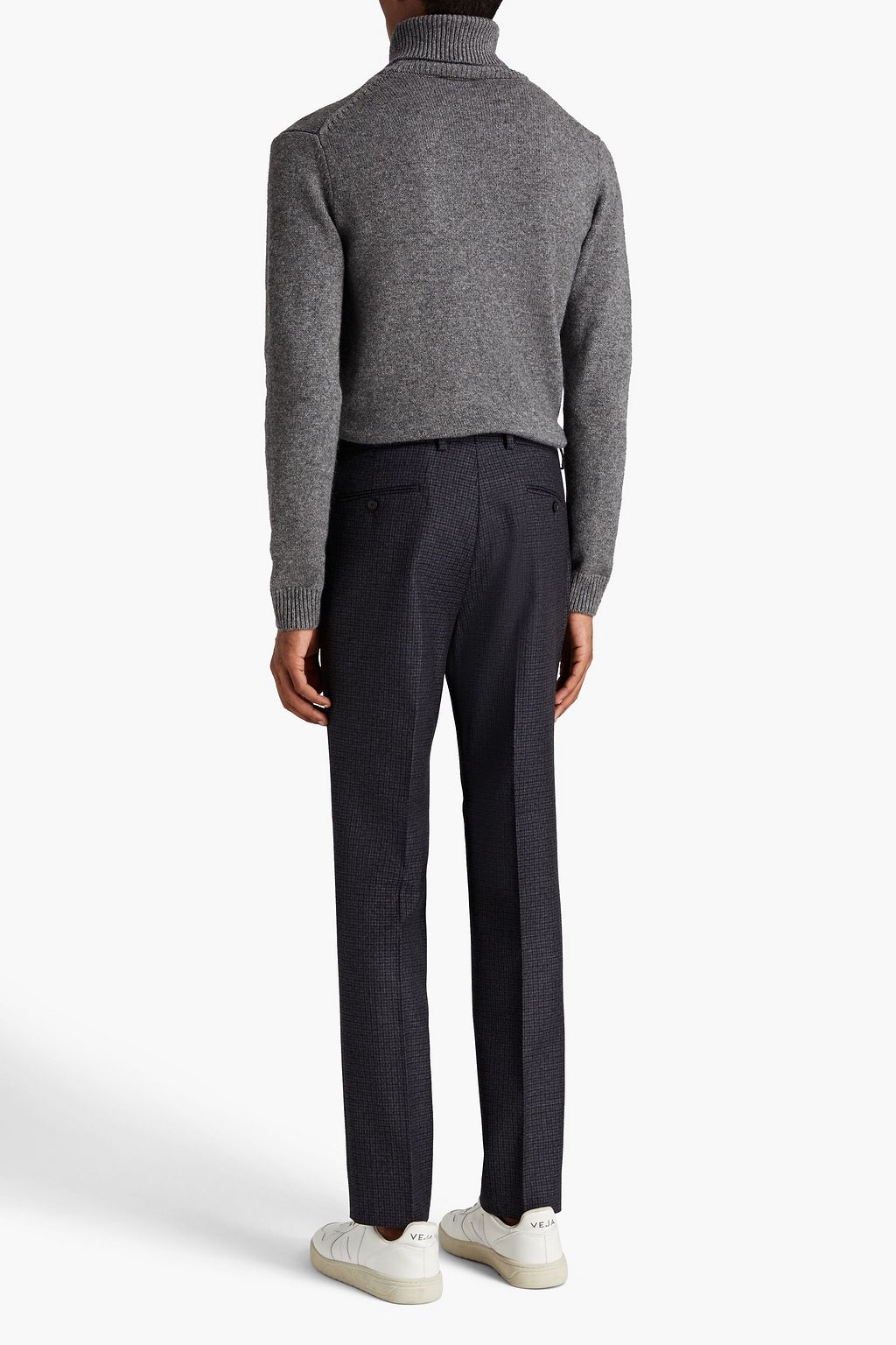 SANDRO Slim-fit checked wool pants