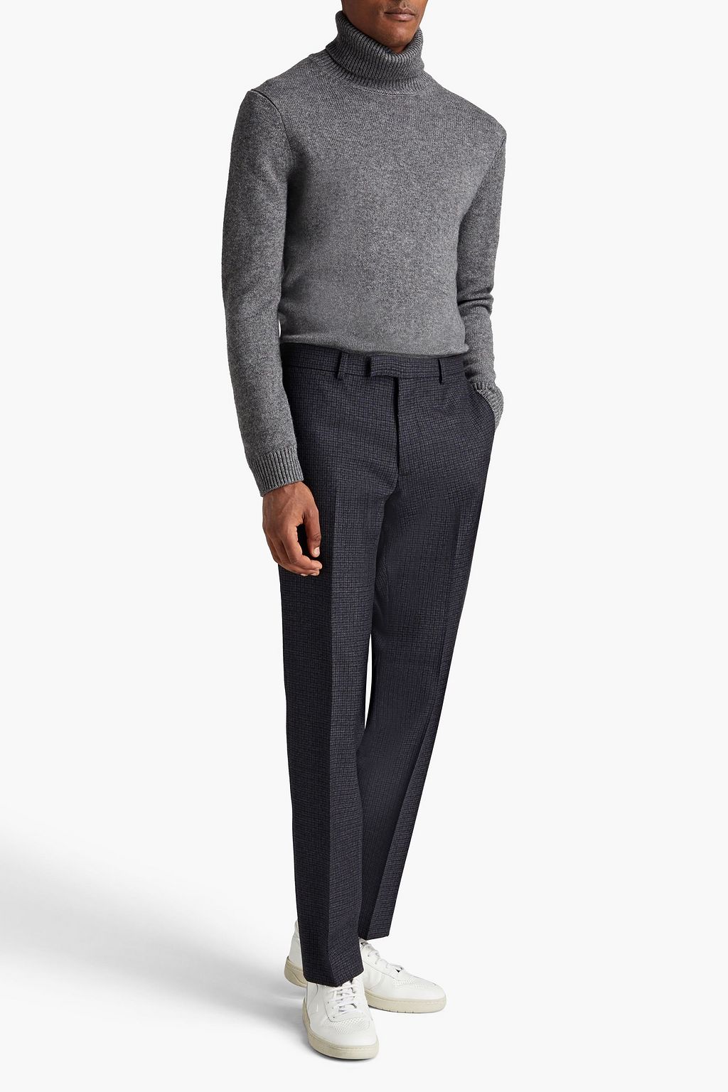 SANDRO Slim-fit checked wool pants