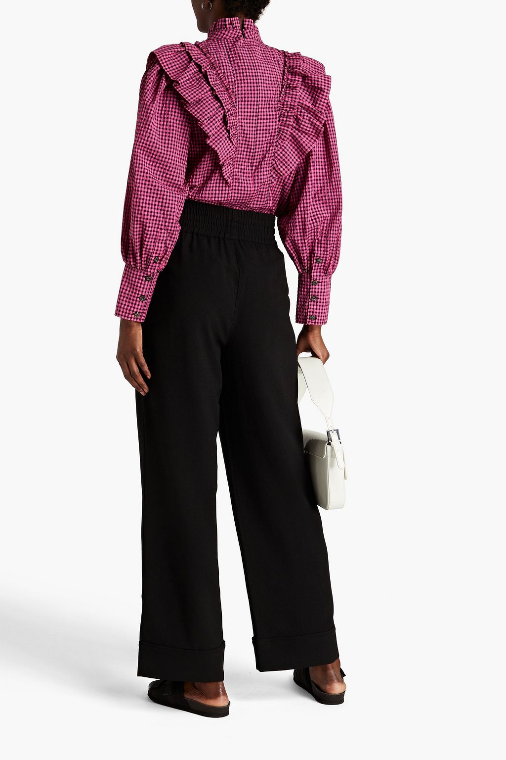 GANNI Crepe wide-leg pants