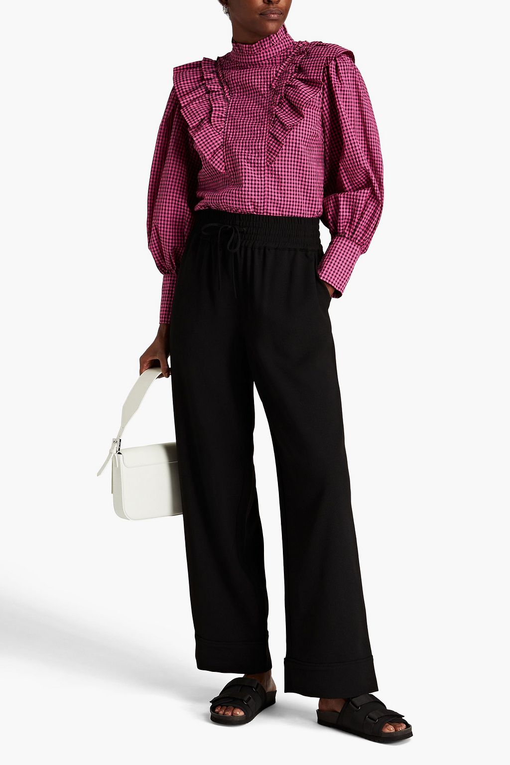 GANNI Crepe wide-leg pants