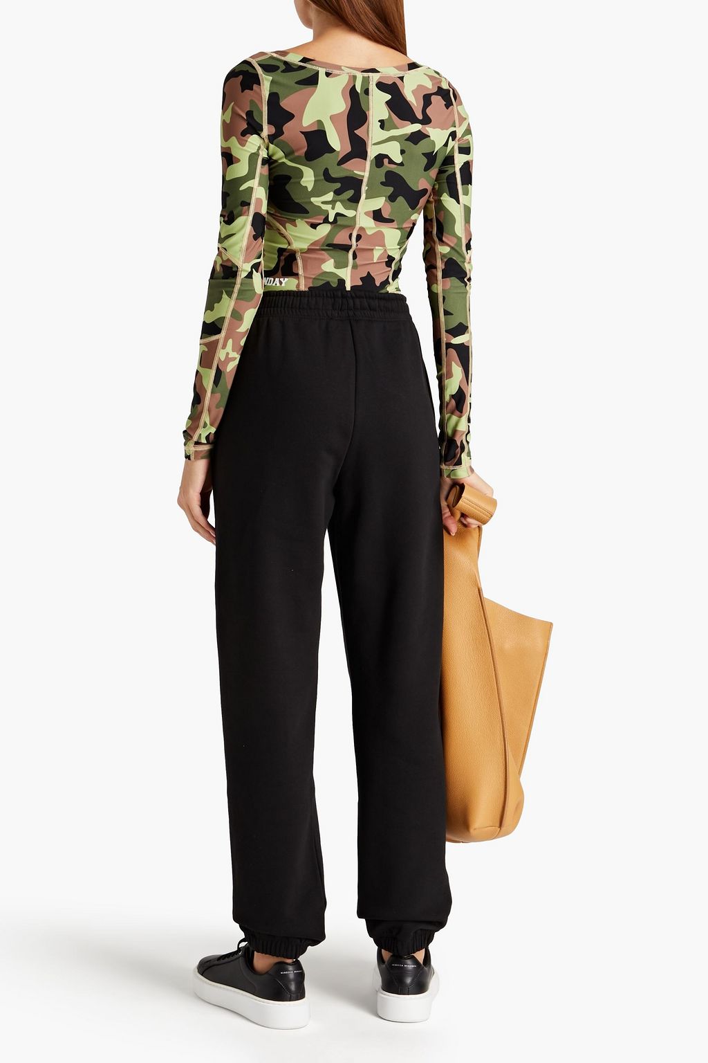 ROTATE BIRGER CHRISTENSEN Tamisha Cropped Oberteil aus Stretch-Jersey mit Camouflage-Print