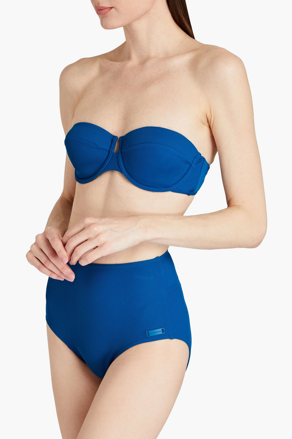 Zimmermann Separates Texture Ribbed High-rise Bikini Briefs In Cobalt Blue