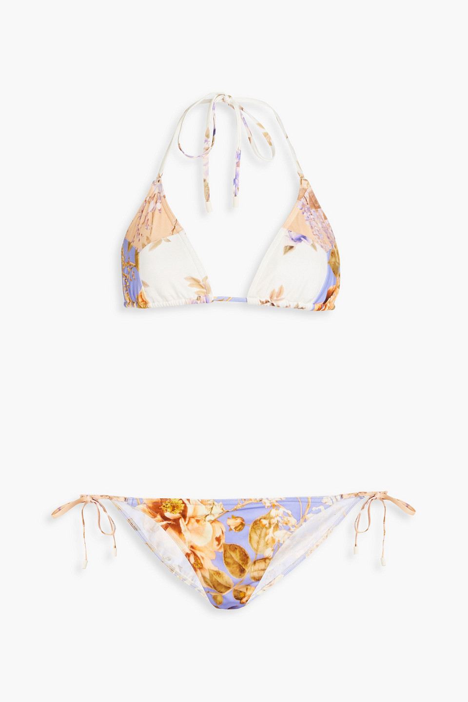 Zimmermann Rosa Floral-print Triangle Bikini In Lavender