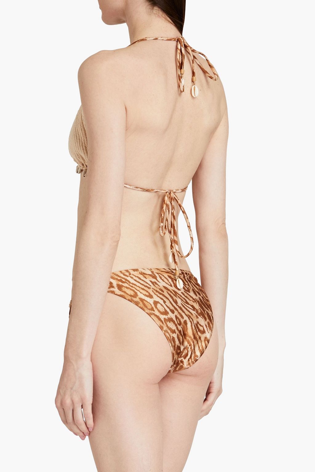 ZIMMERMANN Embellished leopard-print triangle bikini