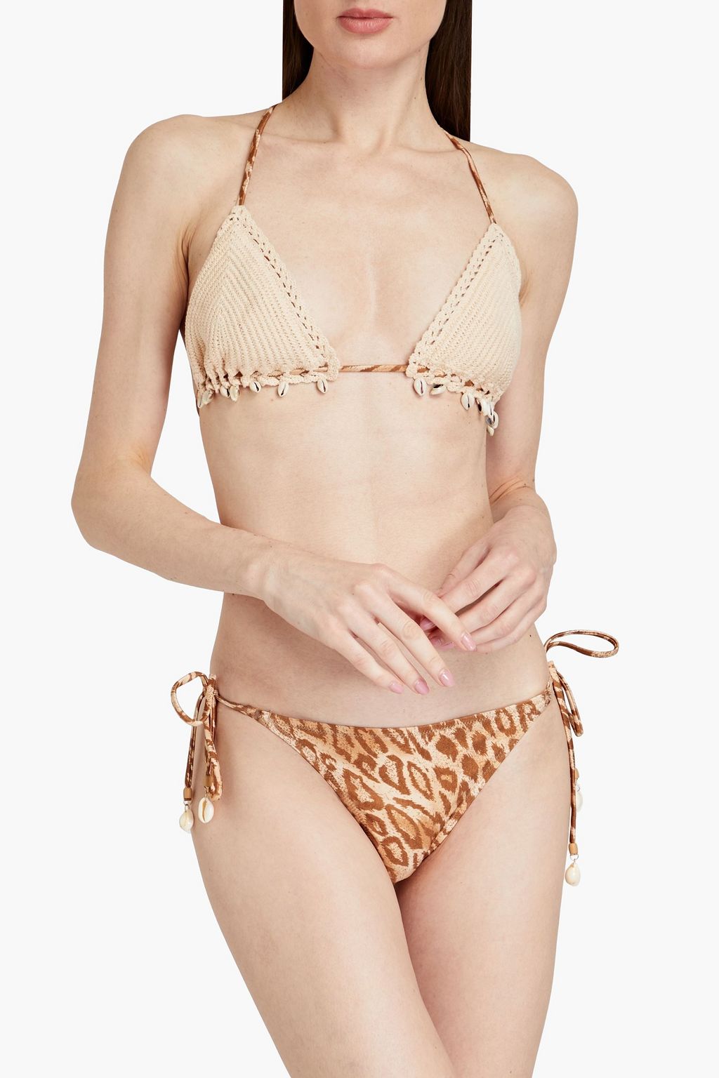 ZIMMERMANN Embellished leopard-print triangle bikini