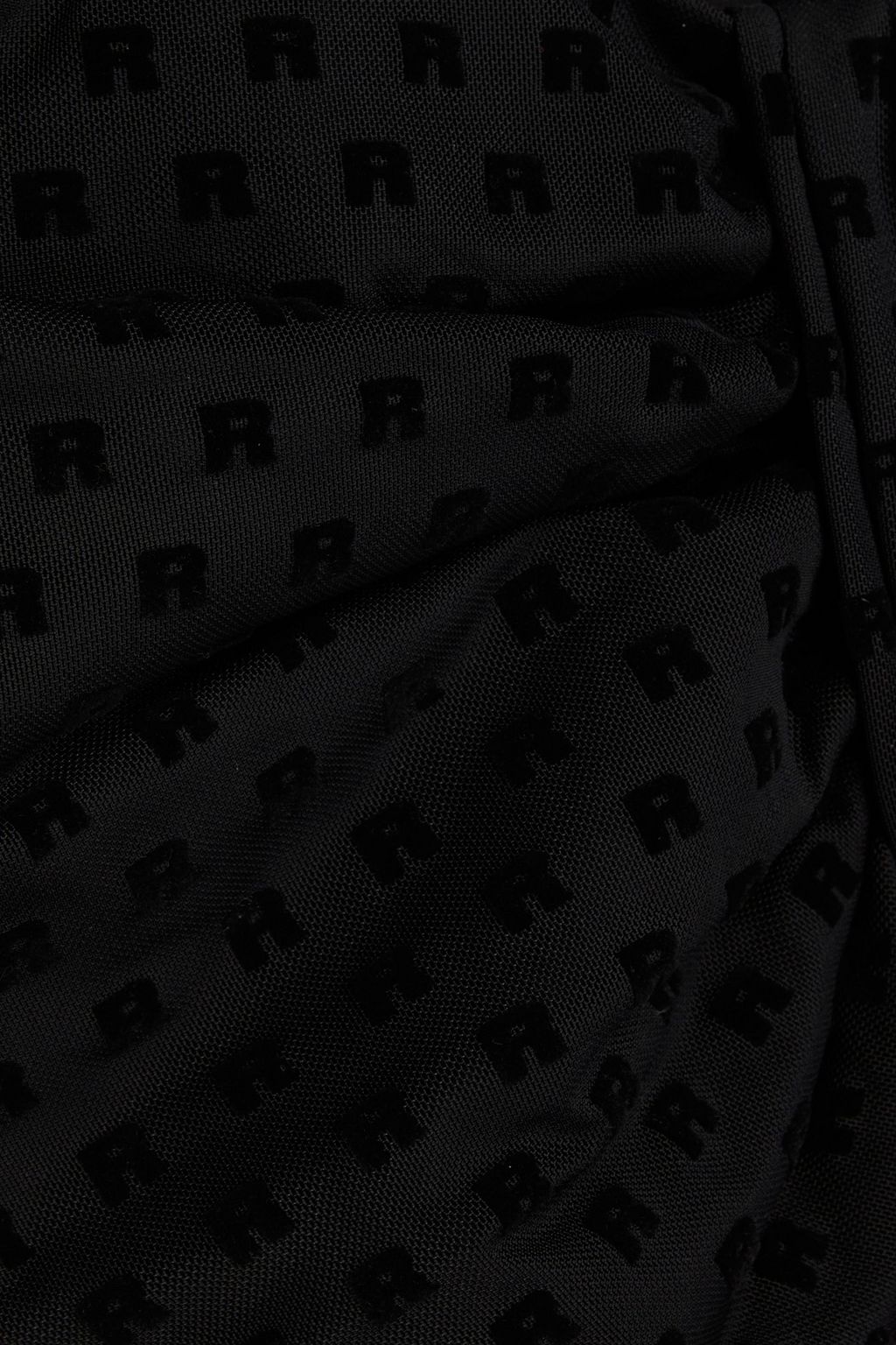 ROTATE BIRGER CHRISTENSEN サテン ミニワンピース ストラップレス フロック加工 メッシュパネル