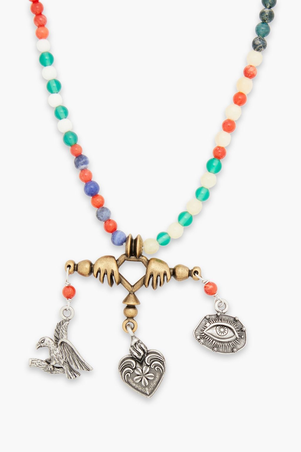 VALENTINO GARAVANI Gold and silver-tone beaded necklace