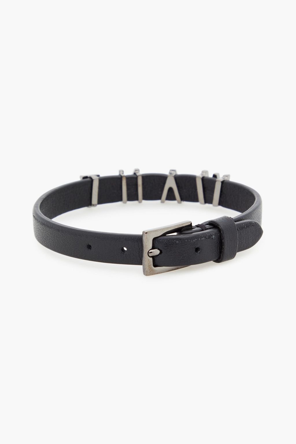 VALENTINO GARAVANI Gunmetal-tone leather bracelet