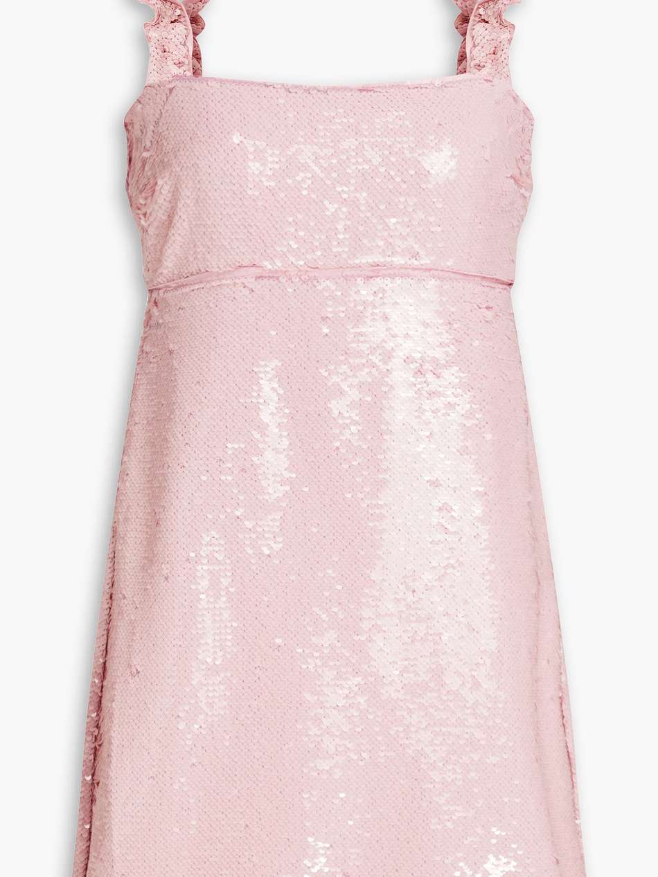 ruffle-trimmed sequined georgette mini dress
