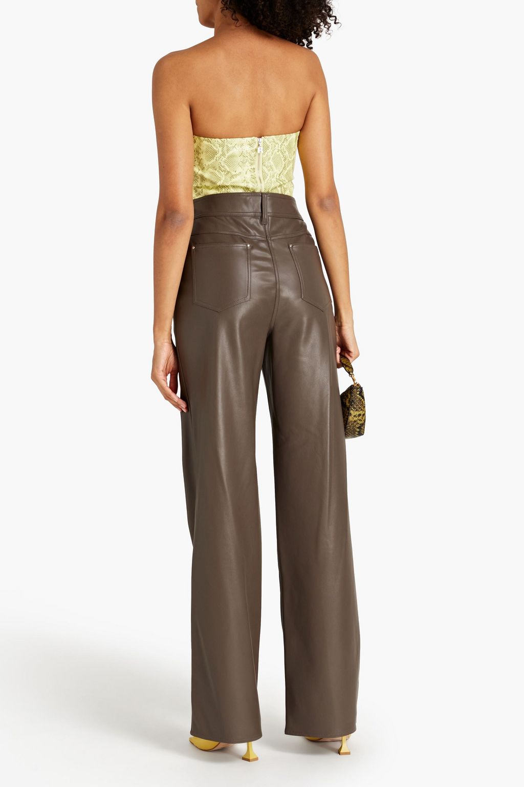 ROTATE BIRGER CHRISTENSEN Emili strapless cropped faux snake-effect leather top