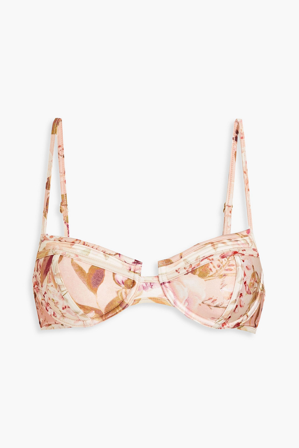 Zimmermann Rosa Floral-print Underwired Bikini Top In Antique Rose