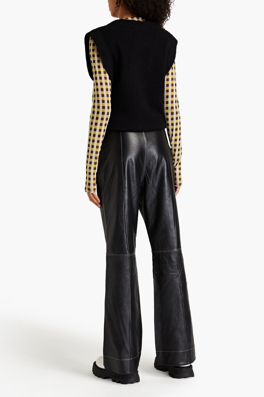 GANNI Leather flared pants