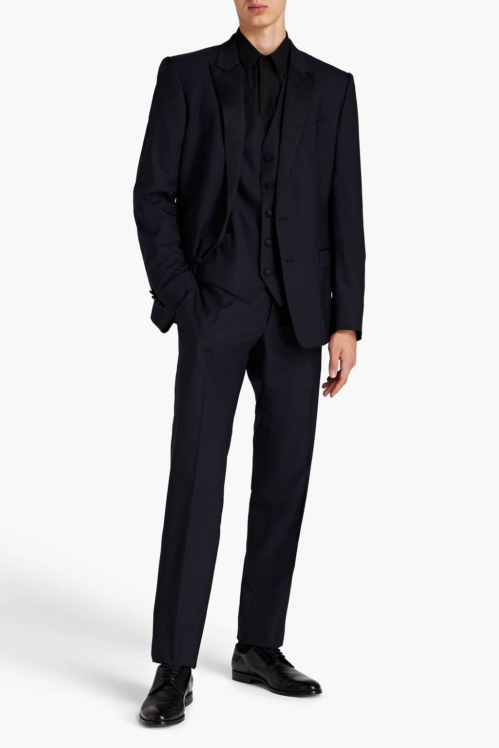 DOLCE & GABBANA Satin-trimmed wool-blend suit
