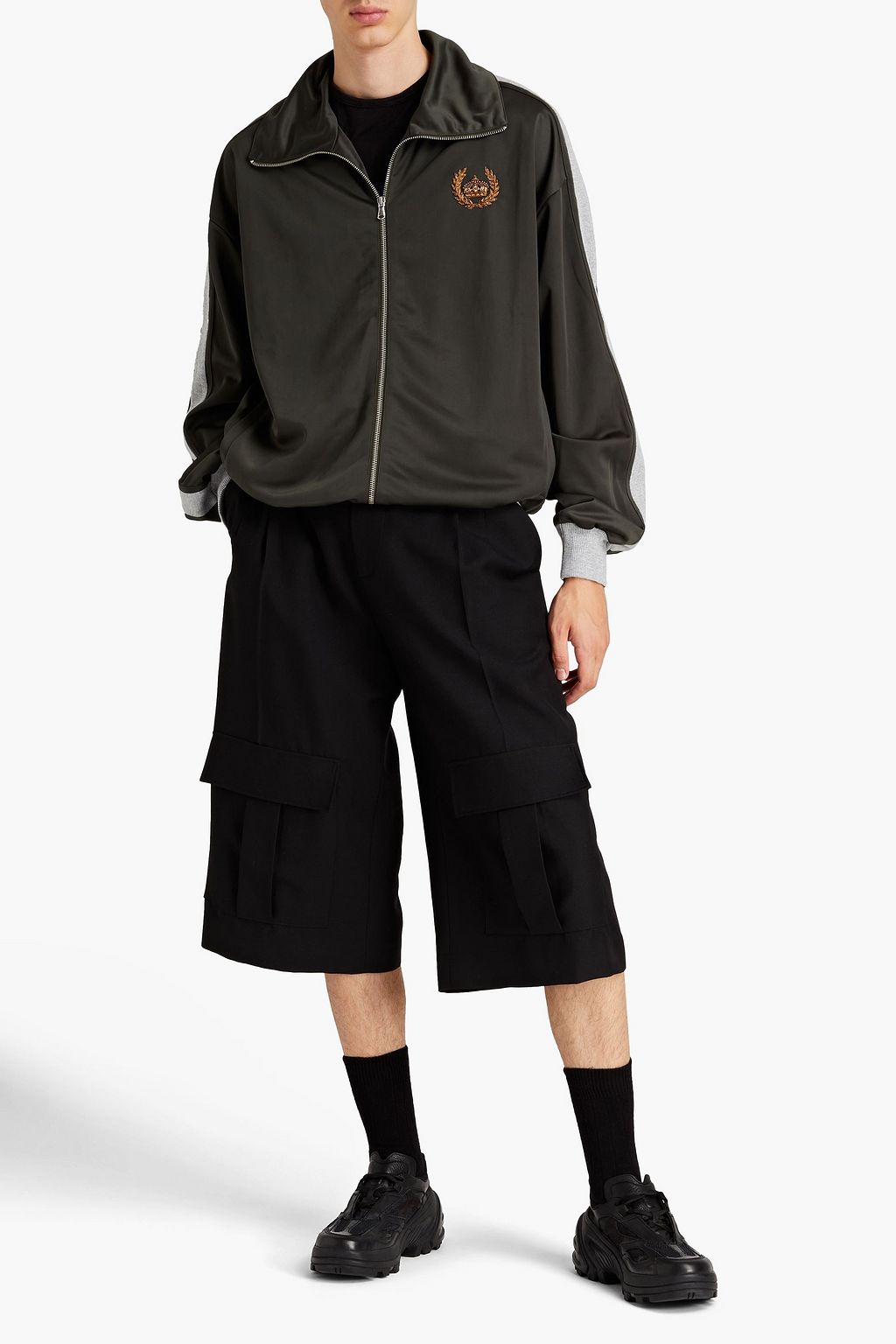 DOLCE & GABBANA Embroidered metallic satin-jersey jacket