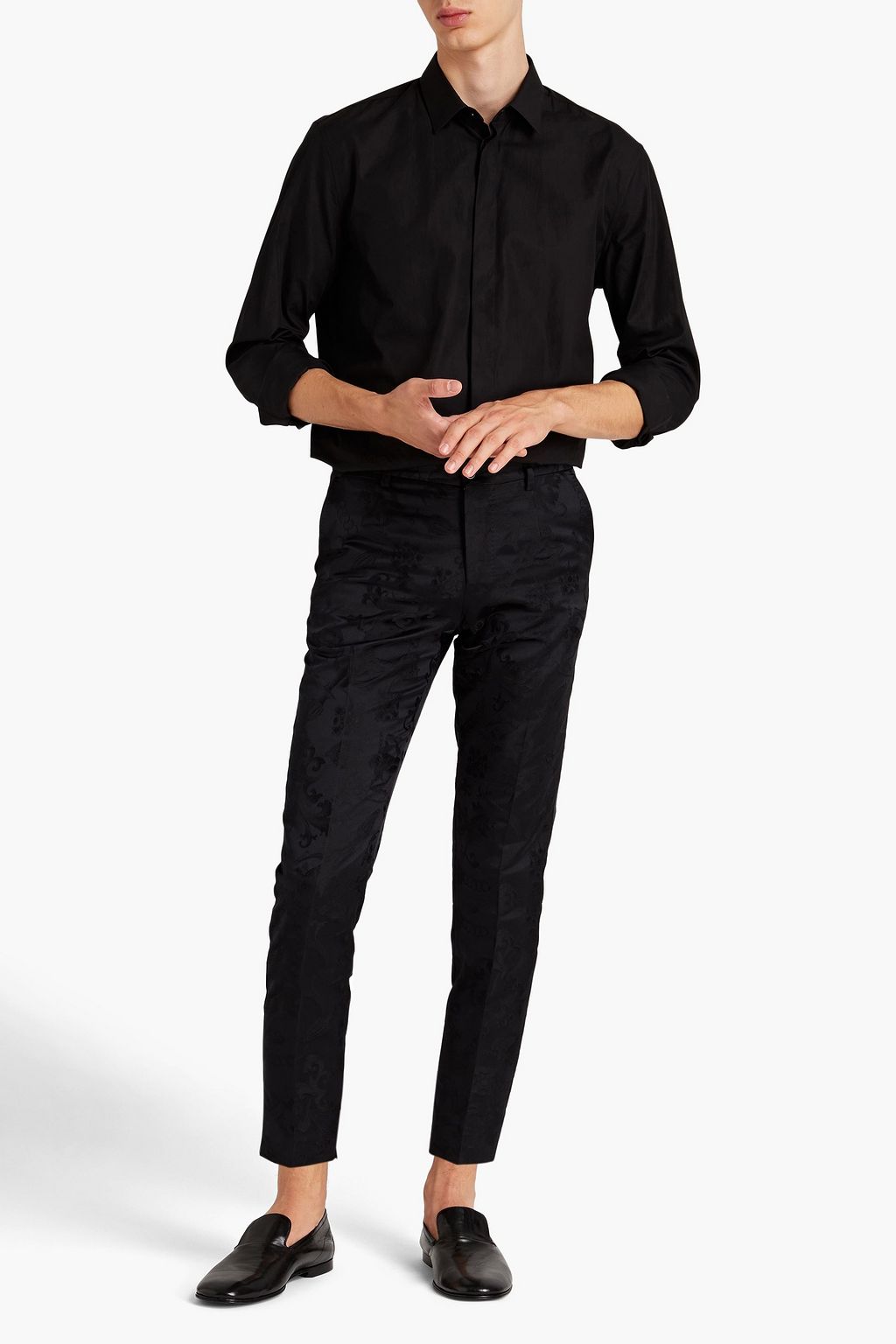 DOLCE & GABBANA Slim-fit cropped satin-jacquard pants