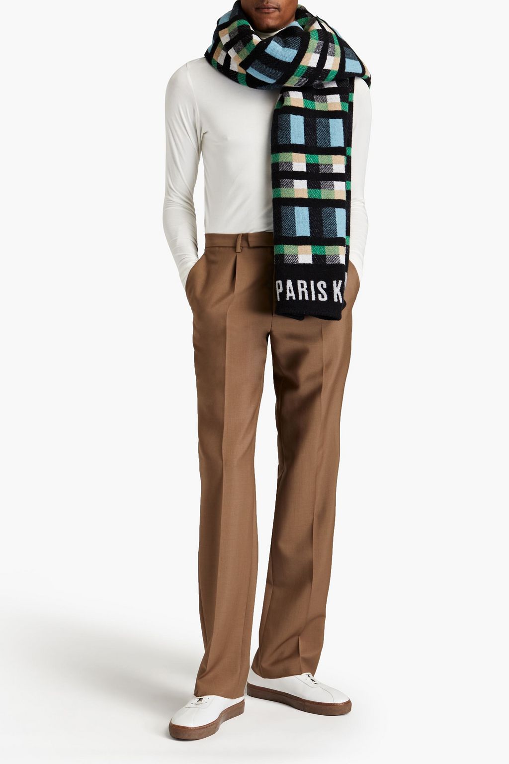 KENZO Schal aus Woll-Jacquard mit Karomuster