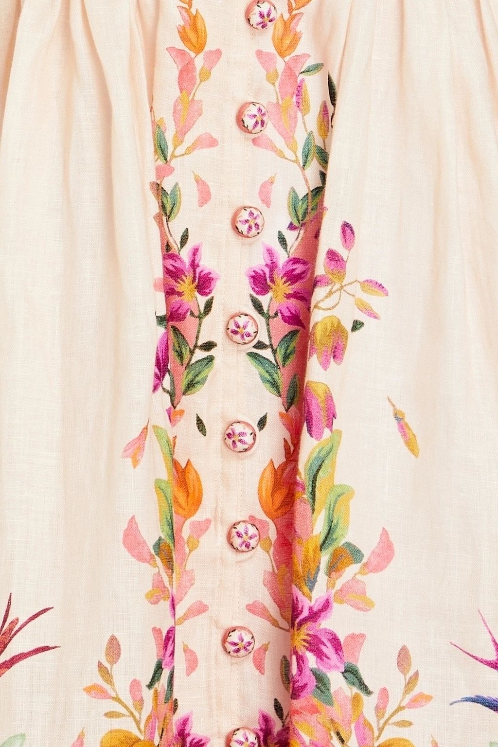 ZIMMERMANN Gathered floral-print linen mini dress