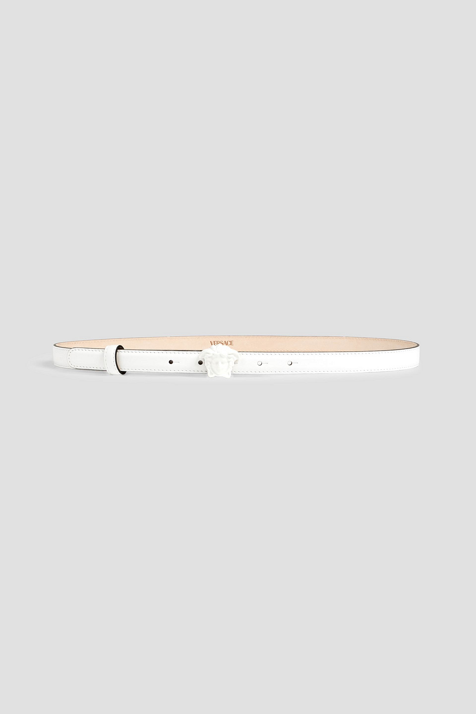 Versace La Medusa Leather Belt In White