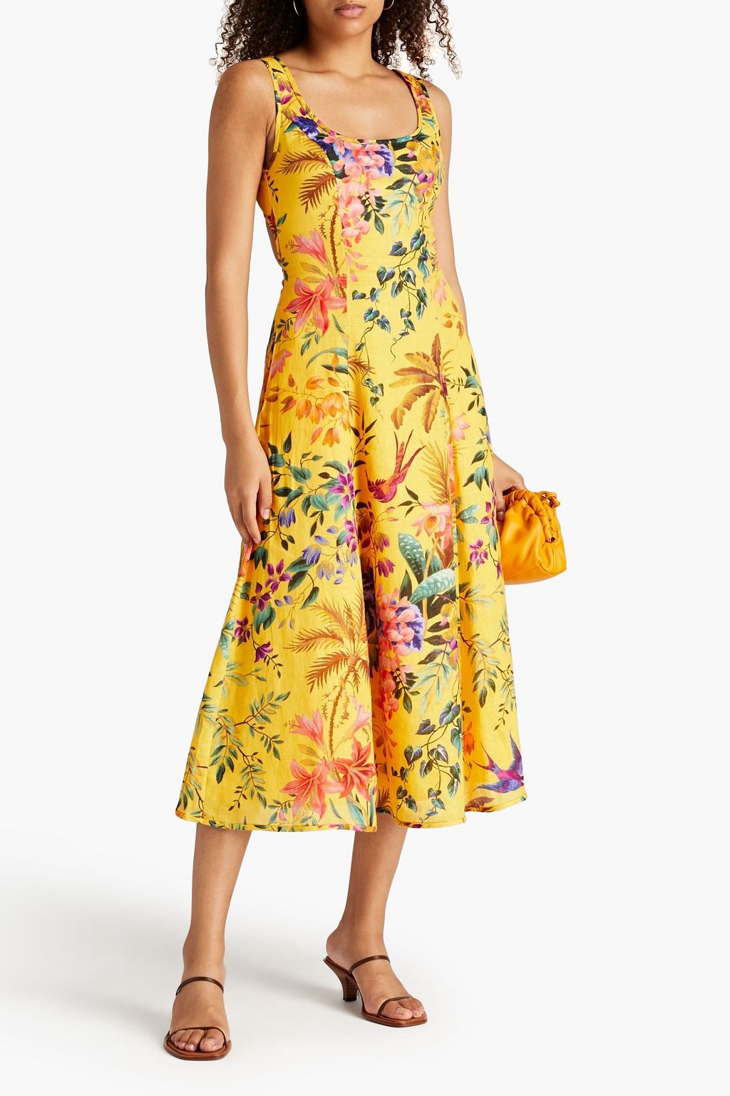 ZIMMERMANN Tropicana cutout floral-print linen midi dress | THE OUTNET