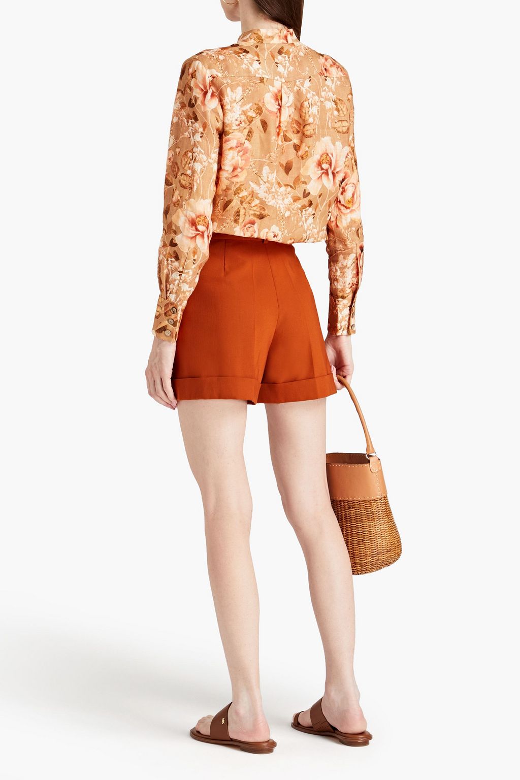 ZIMMERMANN Hemd aus Leinen mit floralem Print
