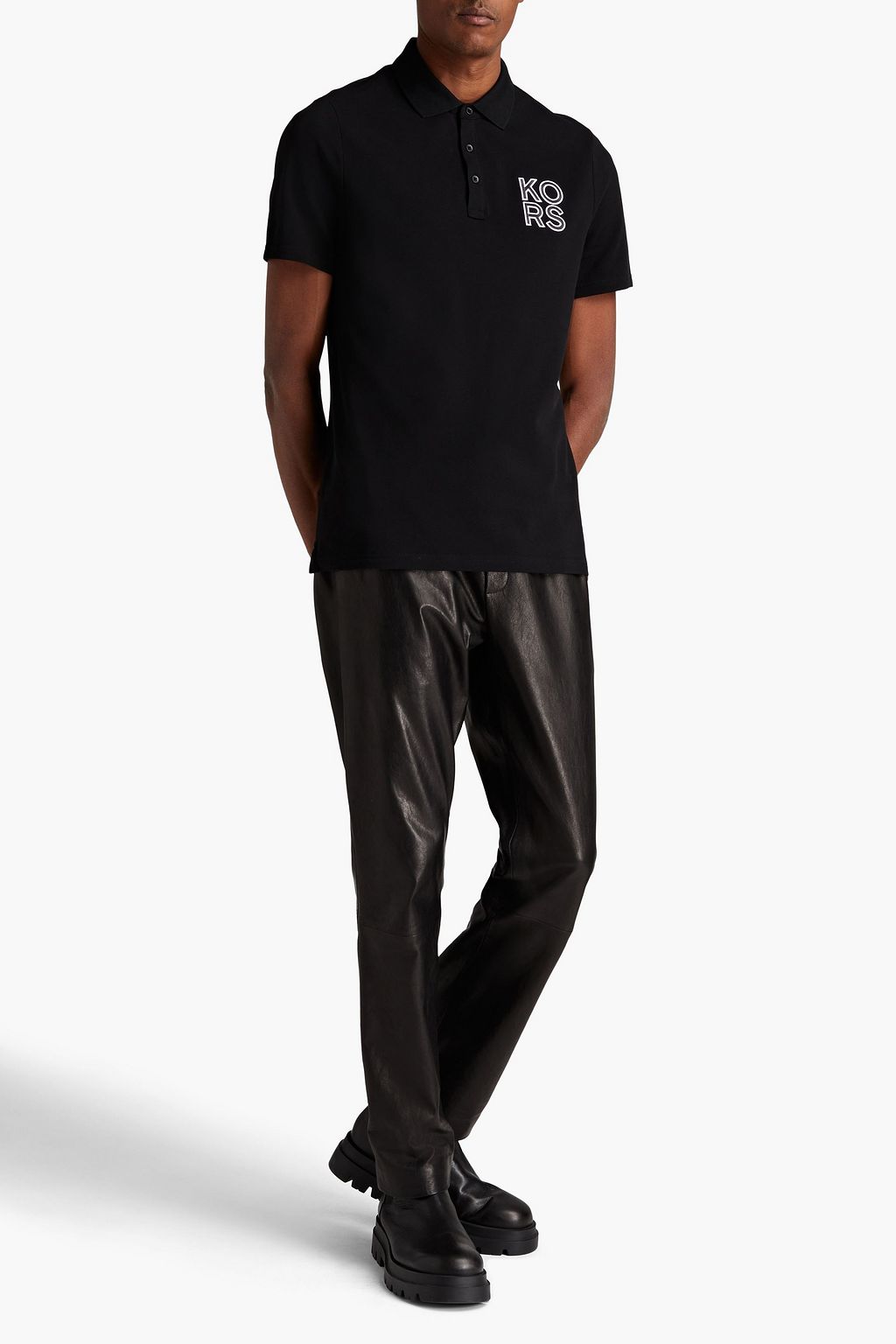 MICHAEL KORS Logo-embroidered cotton-piqué polo shirt